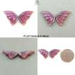 Multi Sapphire Gemstone Carving: Natural Untreated Pink, Blue Sapphire Hand Carved Butterfly Pair for Jewelry September Birthstone