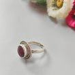 Star Ruby Silver Ring: 9gms. Natural Star Ruby Untreated Cabochon Oval Shape 925 Sterling Silver Bezel Set Adjustable Ring