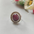 Star Ruby Silver Ring: 9gms. Natural Star Ruby Untreated Cabochon Oval Shape 925 Sterling Silver Bezel Set Adjustable Ring