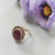 Star Ruby Silver Ring: 8.5gms. Natural Star Ruby Untreated Cabochon Oval Shape 925 Sterling Silver Bezel Set Adjustable Ring