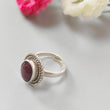 Star Ruby Silver Ring: 8.5gms. Natural Star Ruby Untreated Cabochon Oval Shape 925 Sterling Silver Bezel Set Adjustable Ring