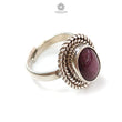 Star Ruby Silver Ring: 8.5gms. Natural Star Ruby Untreated Cabochon Oval Shape 925 Sterling Silver Bezel Set Adjustable Ring