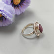 Star Ruby Silver Ring: 8.5gms. Natural Star Ruby Untreated Cabochon Oval Shape 925 Sterling Silver Bezel Set Adjustable Ring