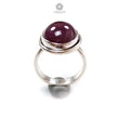 Red Ruby Silver Ring: 6.72gms. Natural Ruby Untreated Cabochon Oval Shape 925 Sterling Silver Bezel Set Ring 6 US