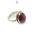 Red Ruby Silver Ring: 6.72gms. Natural Ruby Untreated Cabochon Oval Shape 925 Sterling Silver Bezel Set Ring 6 US