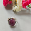 Red Ruby Silver Ring: 6.72gms. Natural Ruby Untreated Cabochon Oval Shape 925 Sterling Silver Bezel Set Ring 6 US