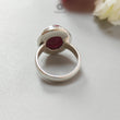 Red Ruby Silver Ring: 6.72gms. Natural Ruby Untreated Cabochon Oval Shape 925 Sterling Silver Bezel Set Ring 6 US