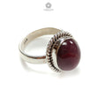 Red Ruby Silver Ring: 7gms Natural Ruby Untreated Cabochon Oval Shape 925 Sterling Silver Bezel Set Ring 7 US