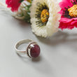 Red Ruby Silver Ring: 7gms Natural Ruby Untreated Cabochon Oval Shape 925 Sterling Silver Bezel Set Ring 7 US