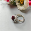 Red Ruby Silver Ring: 7gms Natural Ruby Untreated Cabochon Oval Shape 925 Sterling Silver Bezel Set Ring 7 US