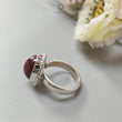 Red Ruby Silver Ring: 7gms Natural Ruby Untreated Cabochon Oval Shape 925 Sterling Silver Bezel Set Ring 7 US