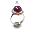 Red Ruby Silver Ring: 7.25gms. Natural Ruby Untreated Cabochon Oval Shape 925 Sterling Silver Bezel Set Ring 7.25 US