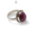 Red Ruby Silver Ring: 7.25gms. Natural Ruby Untreated Cabochon Oval Shape 925 Sterling Silver Bezel Set Ring 7.25 US