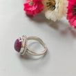 Red Ruby Silver Ring: 7.25gms. Natural Ruby Untreated Cabochon Oval Shape 925 Sterling Silver Bezel Set Ring 7.25 US