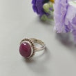 Red Ruby Silver Ring: 7.25gms. Natural Ruby Untreated Cabochon Oval Shape 925 Sterling Silver Bezel Set Ring 7.25 US