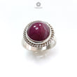 Red Ruby Silver Ring: 7.6gms. Natural Ruby Untreated Cabochon Round Shape 925 Sterling Silver Bezel Set Ring 8 US