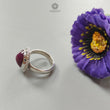 Red Ruby Silver Ring: 7.6gms. Natural Ruby Untreated Cabochon Round Shape 925 Sterling Silver Bezel Set Ring 8 US