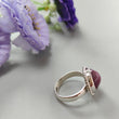 Red Ruby Silver Ring: 7.6gms. Natural Ruby Untreated Cabochon Round Shape 925 Sterling Silver Bezel Set Ring 8 US