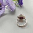 Red Ruby Silver Ring: 7.6gms. Natural Ruby Untreated Cabochon Round Shape 925 Sterling Silver Bezel Set Ring 8 US