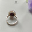 Red Ruby Silver Ring: 7.81gms. Natural Ruby Untreated Cabochon Round Shape 925 Sterling Silver Bezel Set Ring 8 US