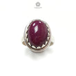 Red Ruby Silver Ring: 7.81gms. Natural Ruby Untreated Cabochon Round Shape 925 Sterling Silver Bezel Set Ring 8 US