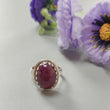 Red Ruby Silver Ring: 7.81gms. Natural Ruby Untreated Cabochon Round Shape 925 Sterling Silver Bezel Set Ring 8 US