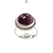 Red Ruby Silver Ring: 8.15gms. Natural Ruby Untreated Cabochon Round Shape 925 Sterling Silver Bezel Set Ring Adjustable