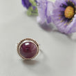 Red Ruby Silver Ring: 8.15gms. Natural Ruby Untreated Cabochon Round Shape 925 Sterling Silver Bezel Set Ring Adjustable