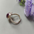 Red Ruby Silver Ring: 8.15gms. Natural Ruby Untreated Cabochon Round Shape 925 Sterling Silver Bezel Set Ring Adjustable