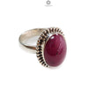 Red Ruby Silver Ring: 8.2gms. Natural Ruby Untreated Cabochon Oval Shape 925 Sterling Silver Bezel Set Ring 7.5 US