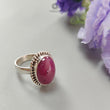 Red Ruby Silver Ring: 8.2gms. Natural Ruby Untreated Cabochon Oval Shape 925 Sterling Silver Bezel Set Ring 7.5 US