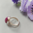 Red Ruby Silver Ring: 8.2gms. Natural Ruby Untreated Cabochon Oval Shape 925 Sterling Silver Bezel Set Ring 7.5 US