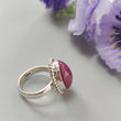 Red Ruby Silver Ring: 8.2gms. Natural Ruby Untreated Cabochon Oval Shape 925 Sterling Silver Bezel Set Ring 7.5 US