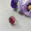 Red Ruby Silver Ring: 8.2gms. Natural Ruby Untreated Cabochon Oval Shape 925 Sterling Silver Bezel Set Ring 7.5 US