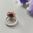 Red Ruby Silver Ring: 8.2gms. Natural Ruby Untreated Cabochon Oval Shape 925 Sterling Silver Bezel Set Ring 7.5 US