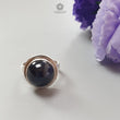 Blue Sapphire Silver Ring: 8.05gms Natural Sapphire Untreated Cabochon Round Shape 925 Sterling Silver Bezel Set Ring 7.5 US