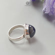 Blue Sapphire Silver Ring: 8.05gms Natural Sapphire Untreated Cabochon Round Shape 925 Sterling Silver Bezel Set Ring 7.5 US