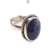 Blue Sapphire Silver Ring: 8.13gms Natural Sapphire Untreated Cabochon Oval Shape 925 Sterling Silver Bezel Set Ring Adjustable