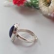 Blue Sapphire Silver Ring: 8.13gms Natural Sapphire Untreated Cabochon Oval Shape 925 Sterling Silver Bezel Set Ring Adjustable