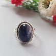 Blue Sapphire Silver Ring: 8.13gms Natural Sapphire Untreated Cabochon Oval Shape 925 Sterling Silver Bezel Set Ring Adjustable