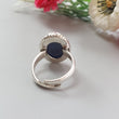 Blue Sapphire Silver Ring: 8.13gms Natural Sapphire Untreated Cabochon Oval Shape 925 Sterling Silver Bezel Set Ring Adjustable