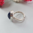 Blue Sapphire Silver Ring: 8.15gms. Natural Sapphire Untreated Cabochon Oval Shape 925 Sterling Silver Bezel Set Ring Adjustable