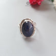 Blue Sapphire Silver Ring: 8.78gms. Natural Sapphire Untreated Cabochon Oval Shape 925 Sterling Silver Bezel Set Ring 7.50 US