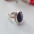 Blue Sapphire Silver Ring: 8.78gms. Natural Sapphire Untreated Cabochon Oval Shape 925 Sterling Silver Bezel Set Ring 7.50 US