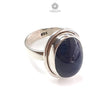 Blue Sapphire Silver Ring: 8.78gms. Natural Sapphire Untreated Cabochon Oval Shape 925 Sterling Silver Bezel Set Ring 7.50 US