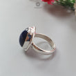 Blue Sapphire Silver Ring: 8.78gms. Natural Sapphire Untreated Cabochon Oval Shape 925 Sterling Silver Bezel Set Ring 7.50 US