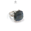 Blue Labradorite Silver Faceted Ring: 6.84gms Natural Untreated Labradorite Cushion Shape 925 Sterling Silver Prong Set 7 US Ring