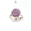 Raspberry Pink Sapphire Silver Faceted Ring: 3.93gms Natural Untreated Sapphire Hexagon Shape 925 Sterling Silver Prong Set Adjustable Ring