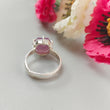 Raspberry Pink Sapphire Silver Faceted Ring: 3.93gms Natural Untreated Sapphire Hexagon Shape 925 Sterling Silver Prong Set Adjustable Ring