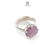 Raspberry Pink Sapphire Silver Faceted Ring: 3.93gms Natural Untreated Sapphire Hexagon Shape 925 Sterling Silver Prong Set Adjustable Ring